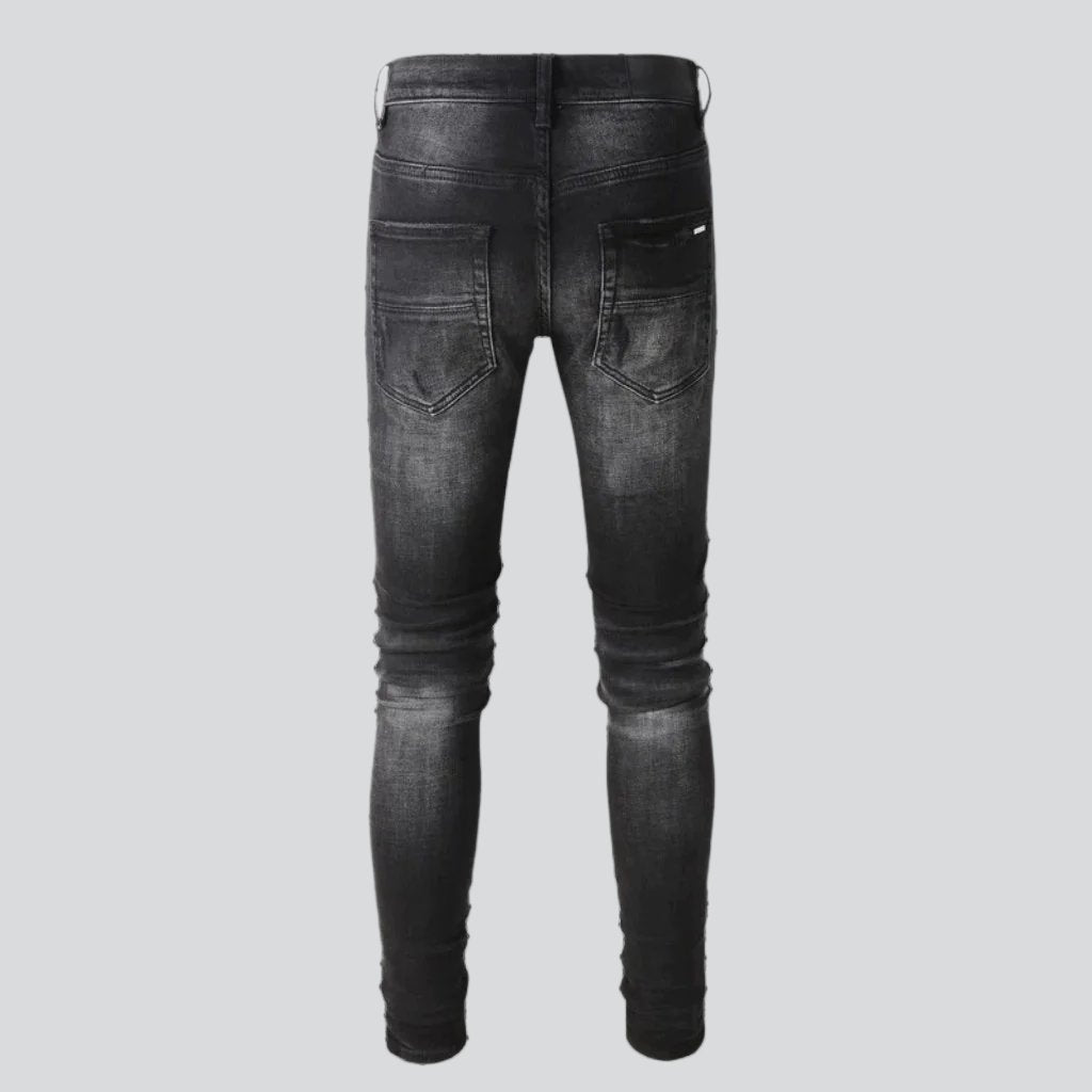 Stylish distressing skinny men jeans