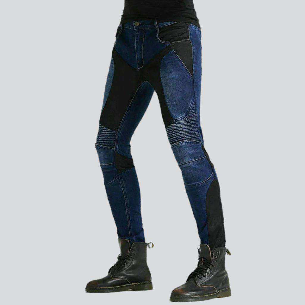 Breathable mesh men moto jeans