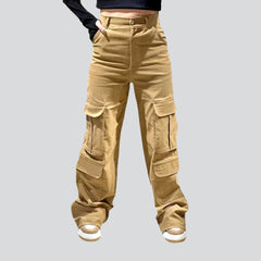 Sand hue women cargo jeans