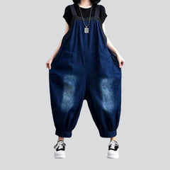 Sanded baggy women jean jumpsuit