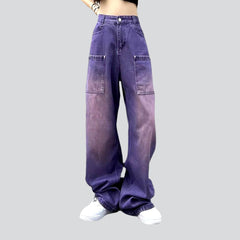 Sanded women baggy jeans