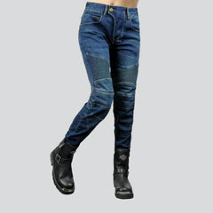 Sanded women riding jeans