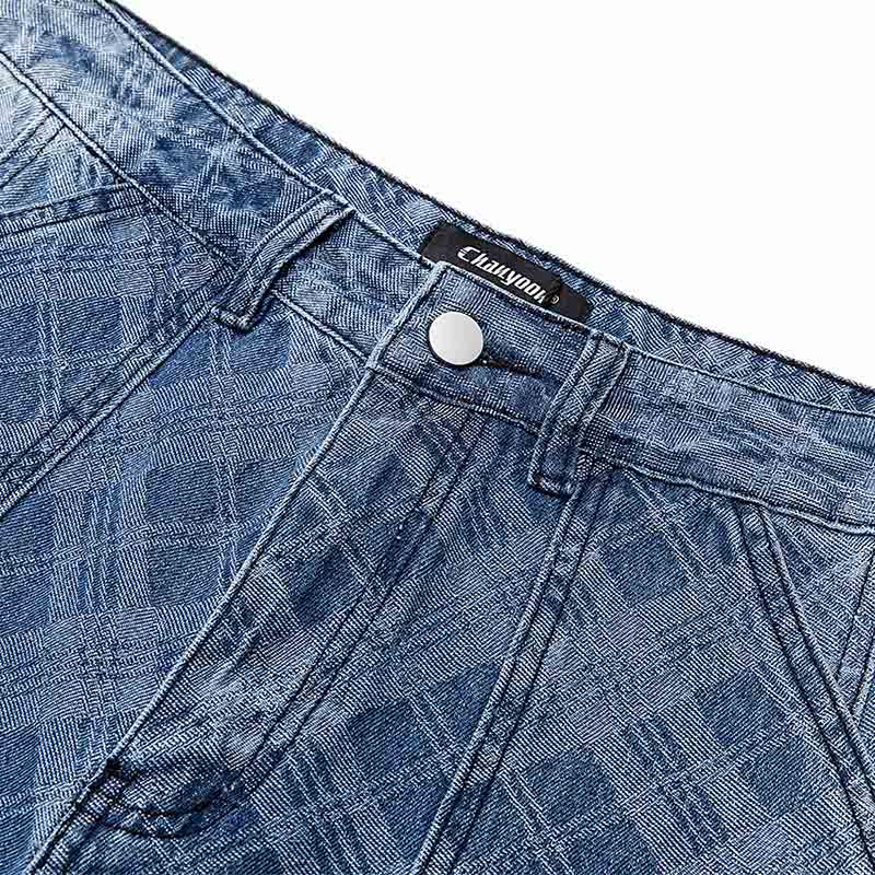 Baggy Herrenjeans aus Ornamentstoff