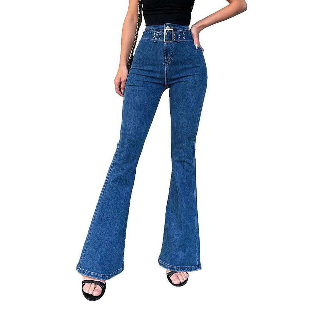 Flared women jeans with belt