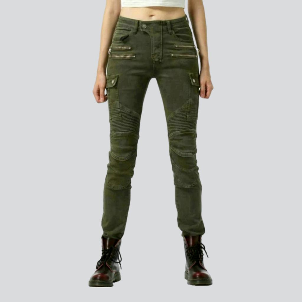 Protective women biker jeans