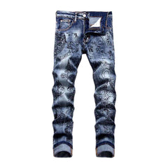 Herrenjeans mit Cartoon-Ornament-Print