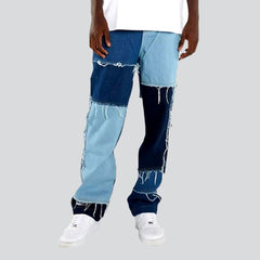 Patchwork men loose jeans