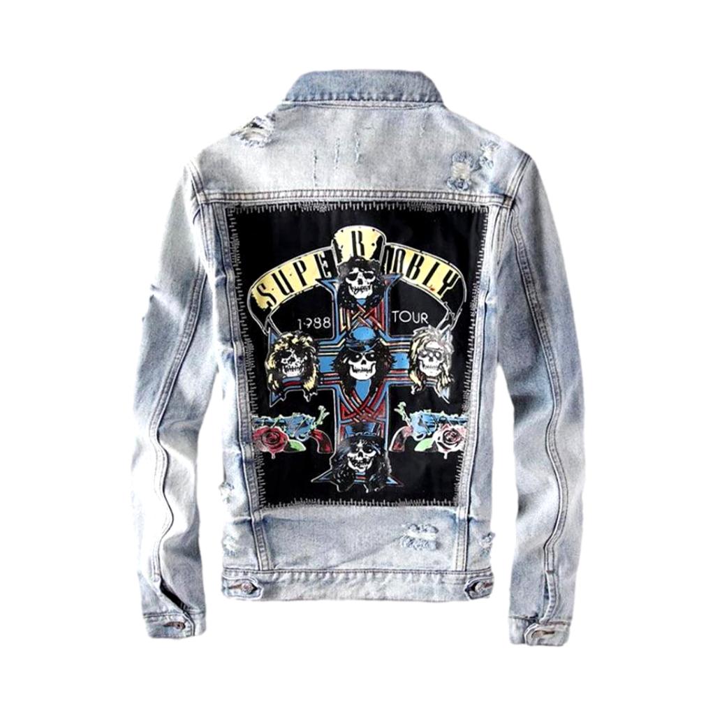 Patched patchwork men denim jacket