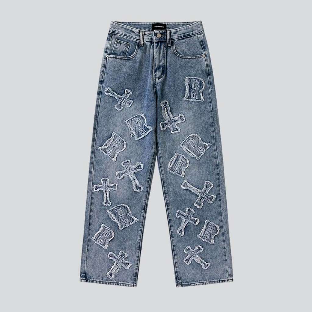 Baggy-Jeans mit Buchstabenstickerei für Herren