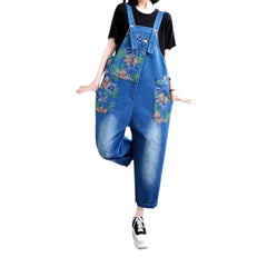 Jumpsuit aus bemalten Jeans in mittlerer Waschung