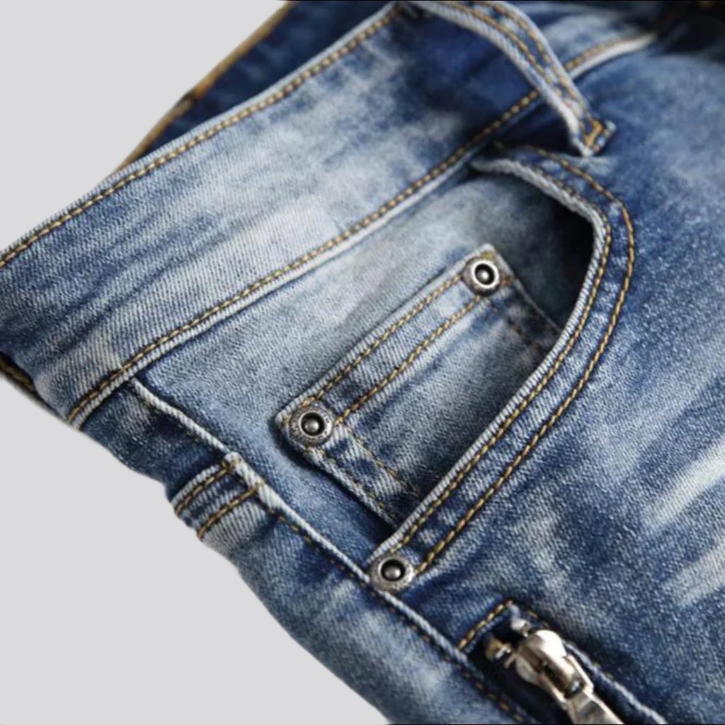 Biker men sanded jeans