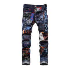 Color patchwork jeans for men