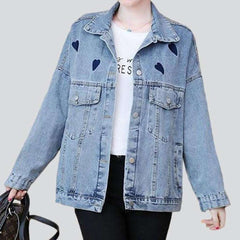 Embroidered with hearts denim jacket