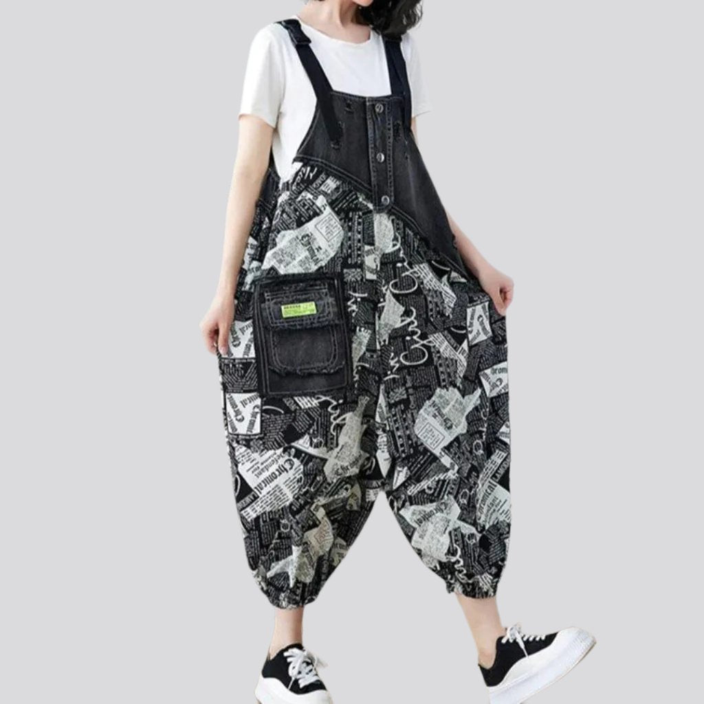 Painted jeans jumpsuit for women