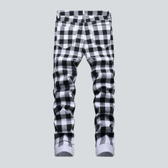 Checkered white men jeans