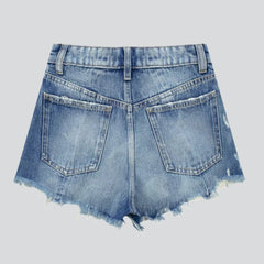 Distressed-Jeansshorts mit weitem Bein