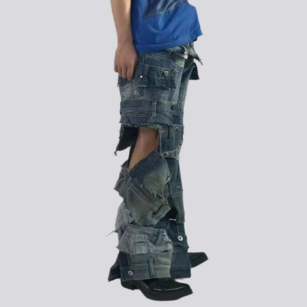 Baggy men mid-waist jeans