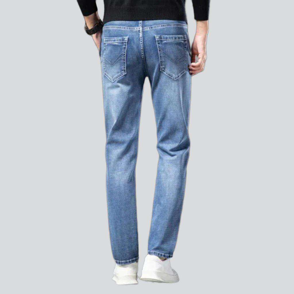 Diagonal pocket sanded men jeans