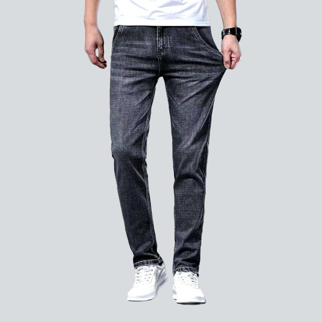 Diagonal pocket men slim jeans