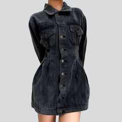 Single-breasted mini denim dress