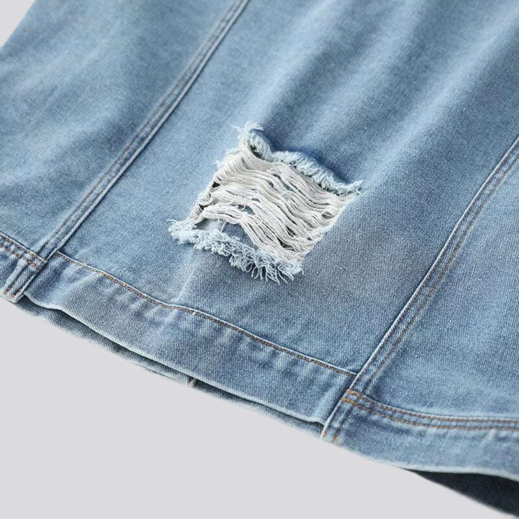 Fully distressed women denim jacket