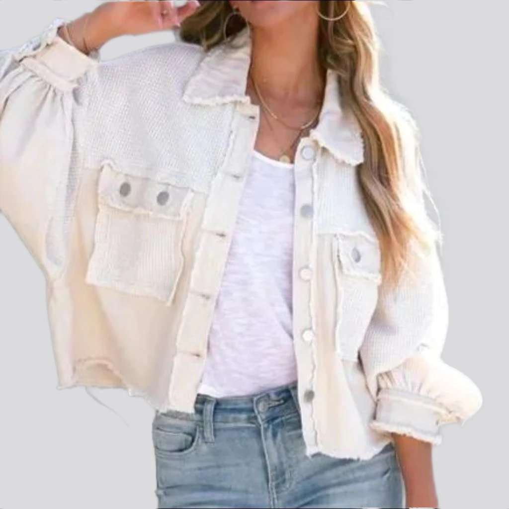 Layered cropped denim jacket