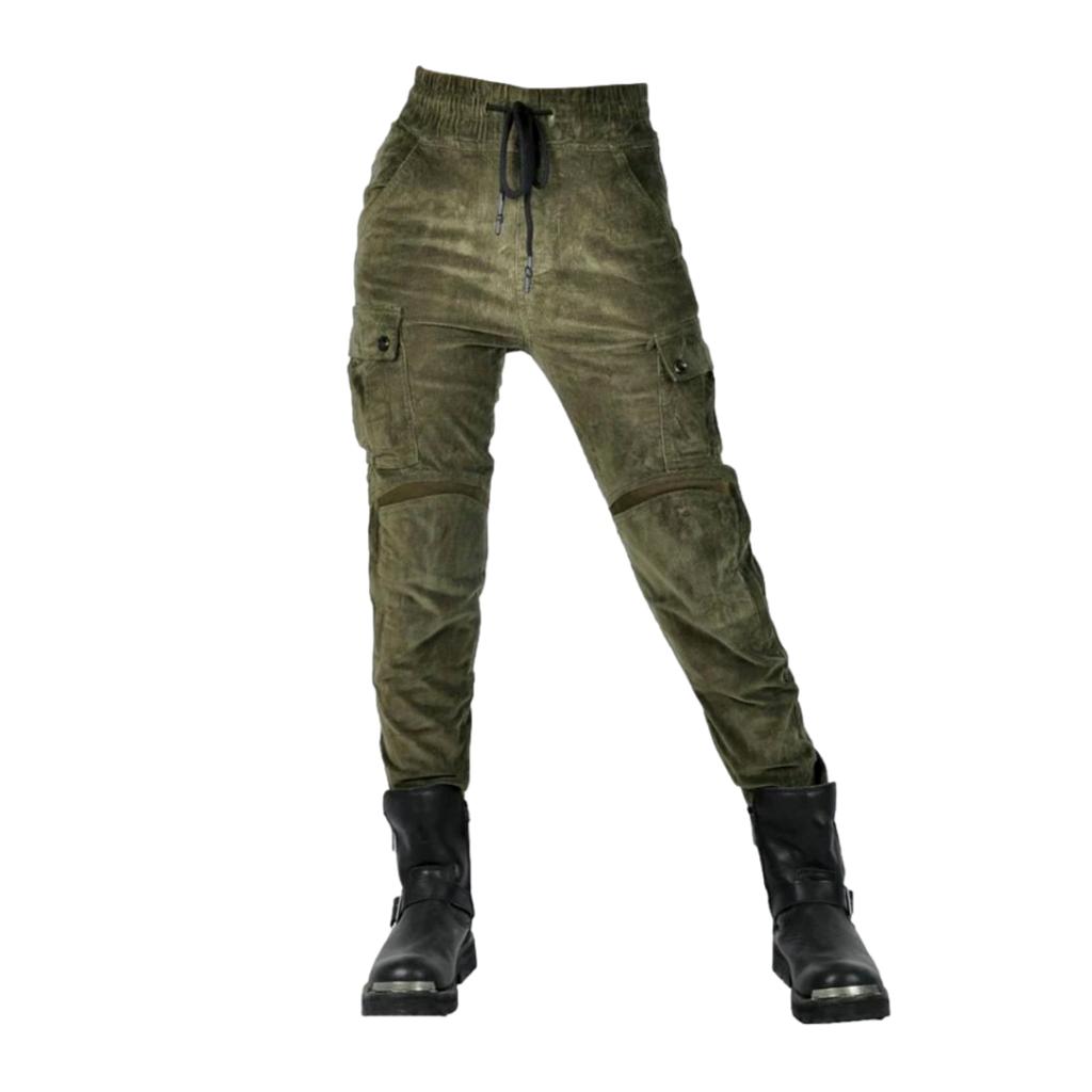 Color protective moto denim pants for ladies