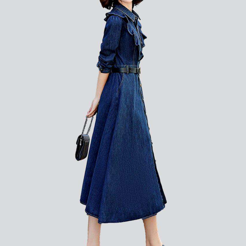 Denim dress with ruffles