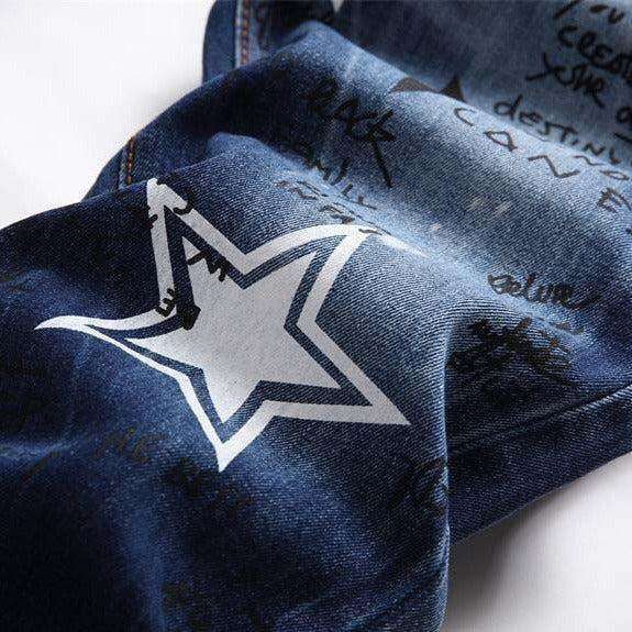 Graffiti star print men jeans