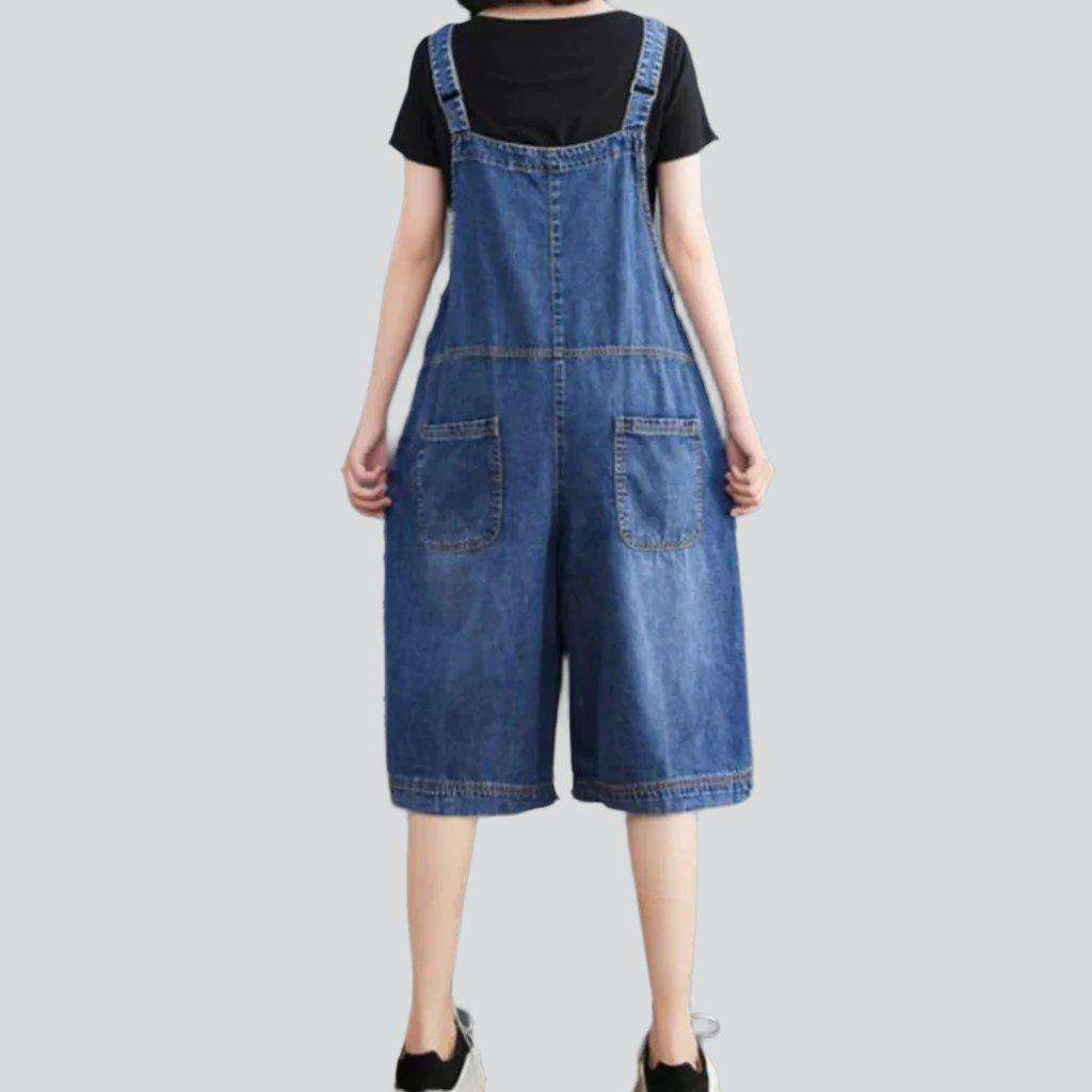 Denim romper with asymmetric buttons