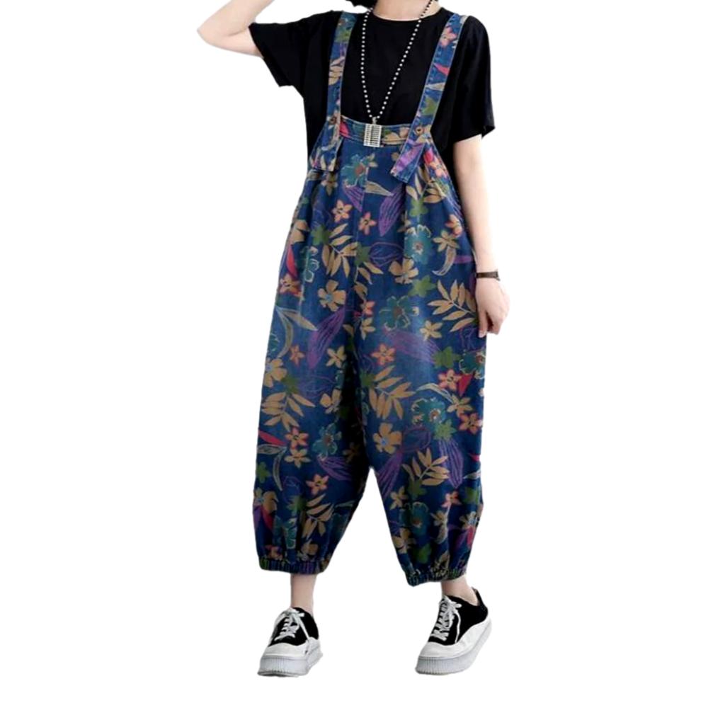 Painted y2k denim jumpsuit for women