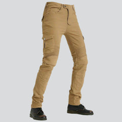 Protective sand color biker jeans