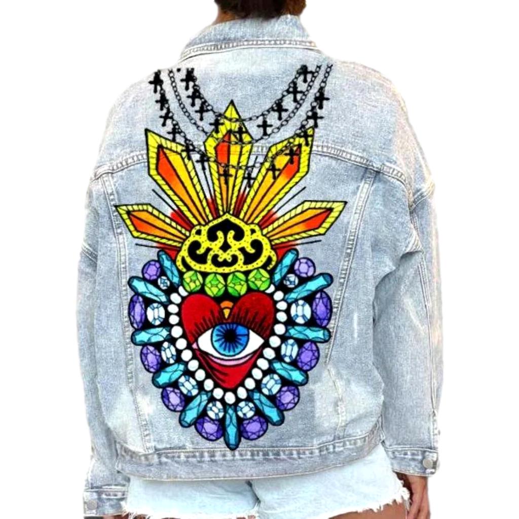 Chaqueta vaquera de mujer pintada