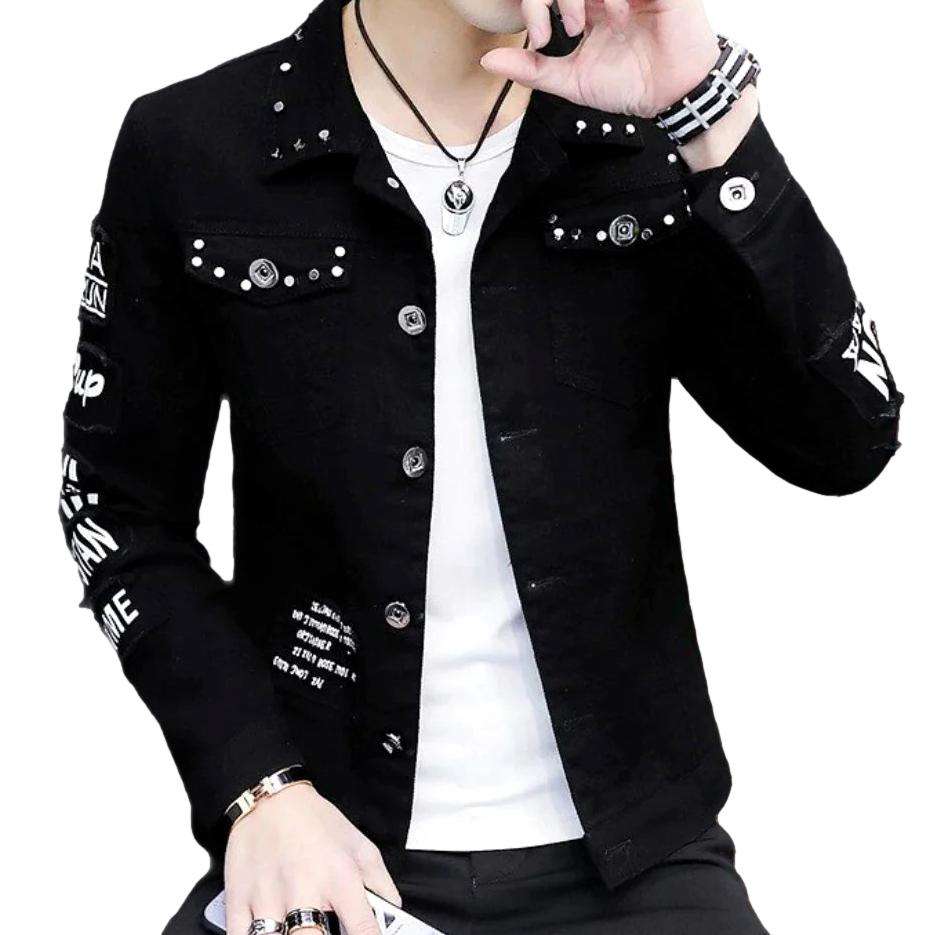 Jeansjacke mit verziertem Rückenprint