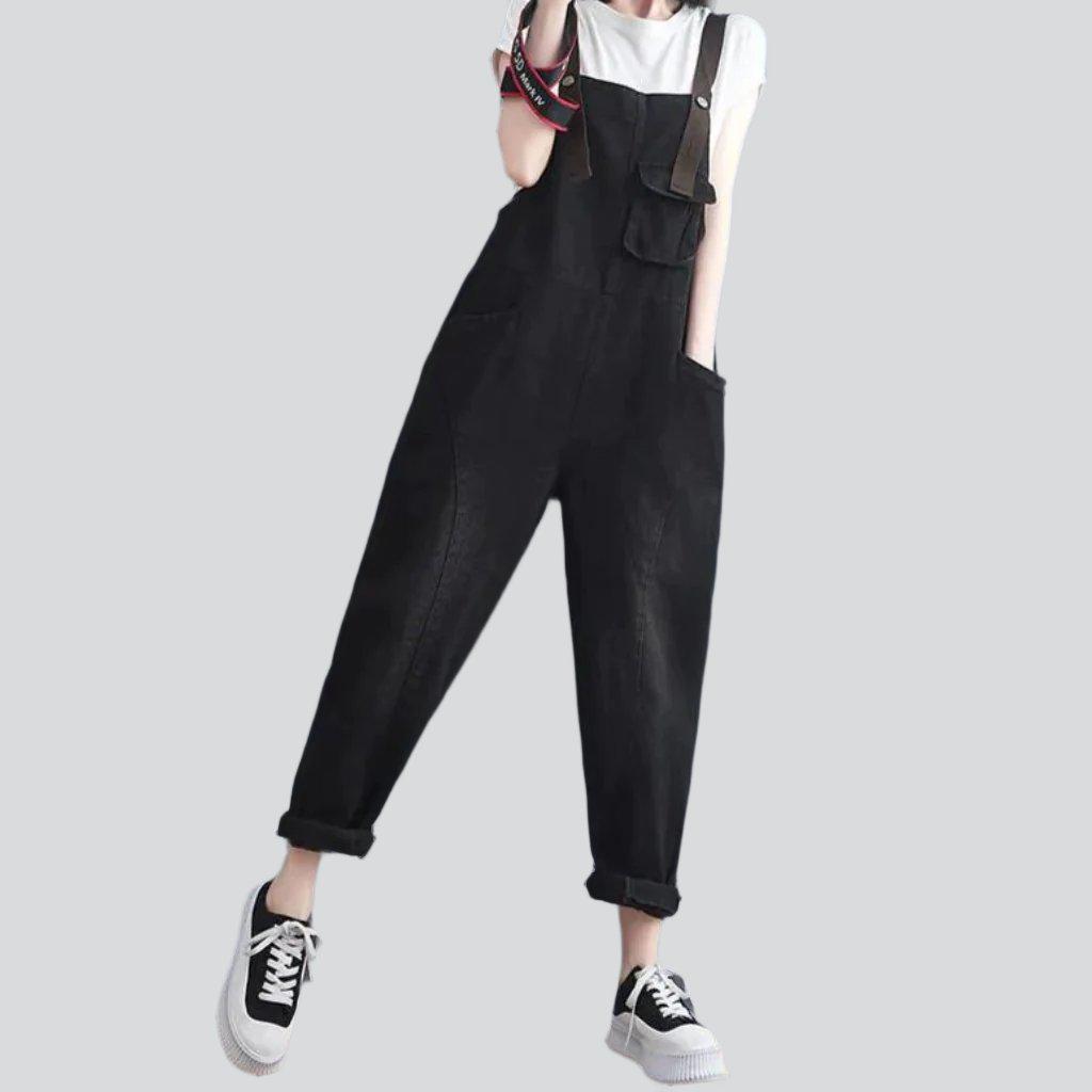 Small chest pocket denim jumpsuit