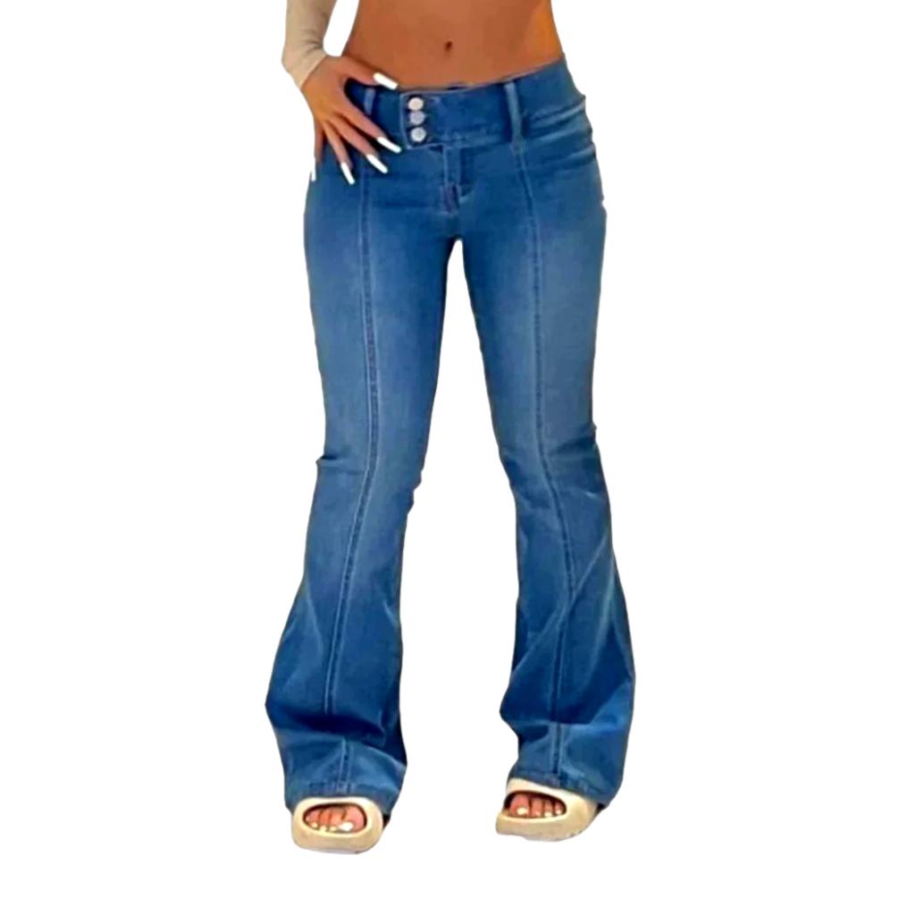 Double waistline front seams jeans for women