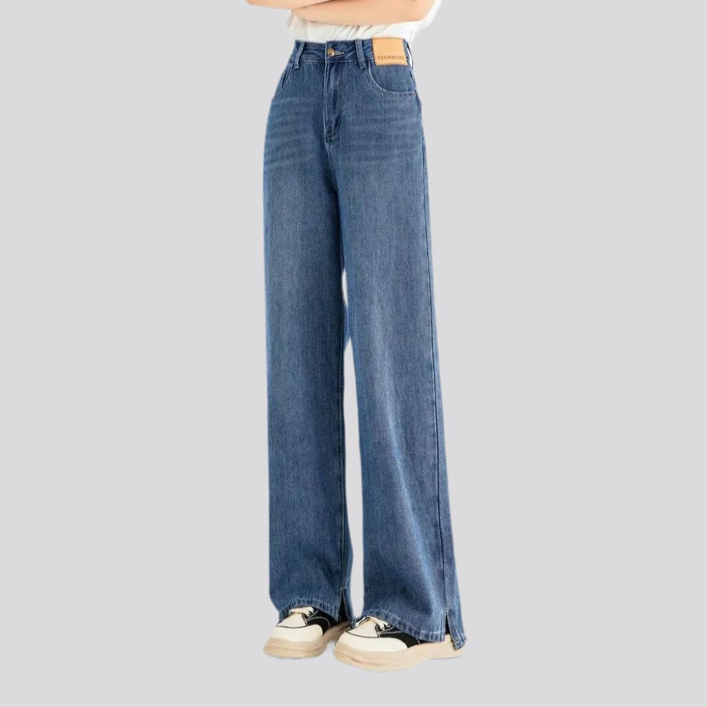 High-waist bottom women slit jeans