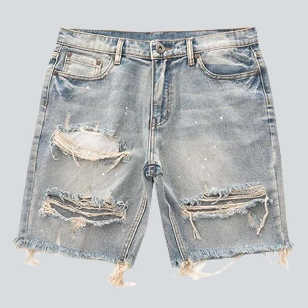 Distressed baggy men denim shorts