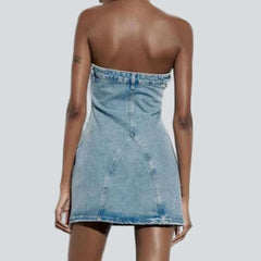 Light vintage strapless denim dress