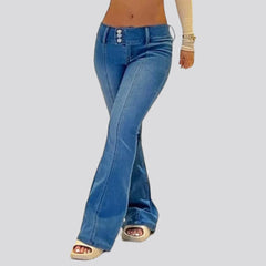 Double waistline front seams jeans for women