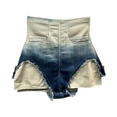 Shorts vaqueros con cortes en capas