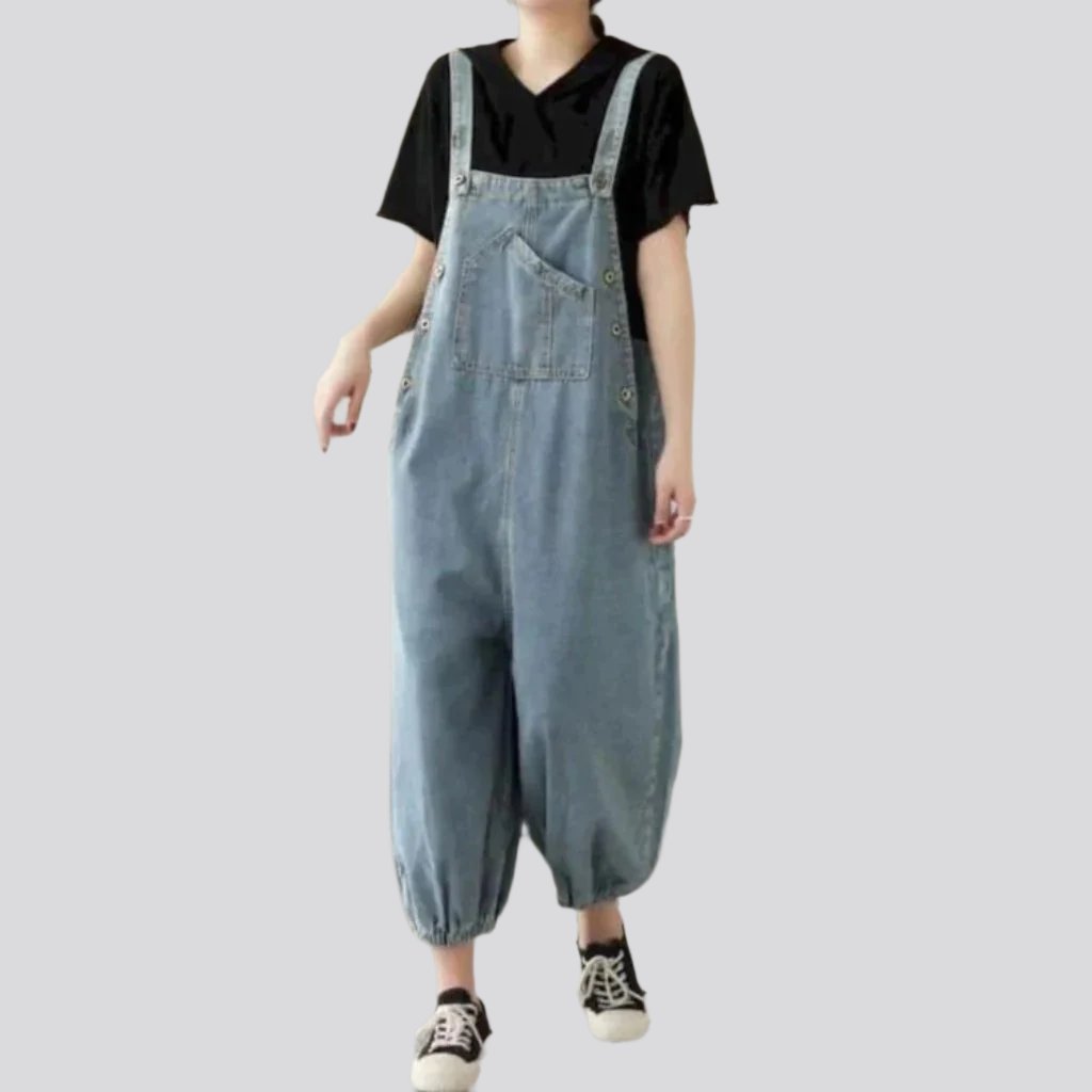 Light wash women denim jumpsuit