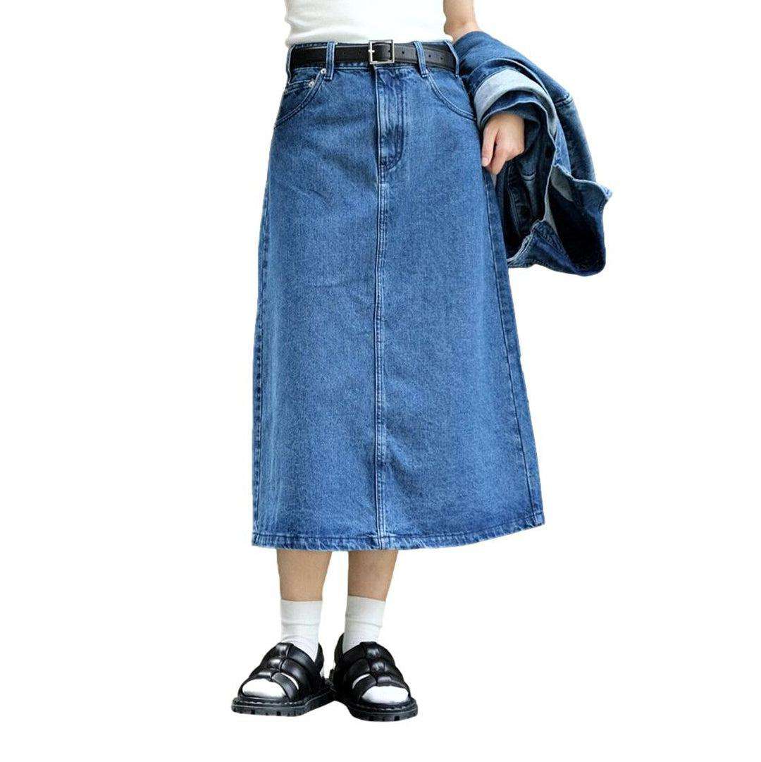 A-line denim long skirt