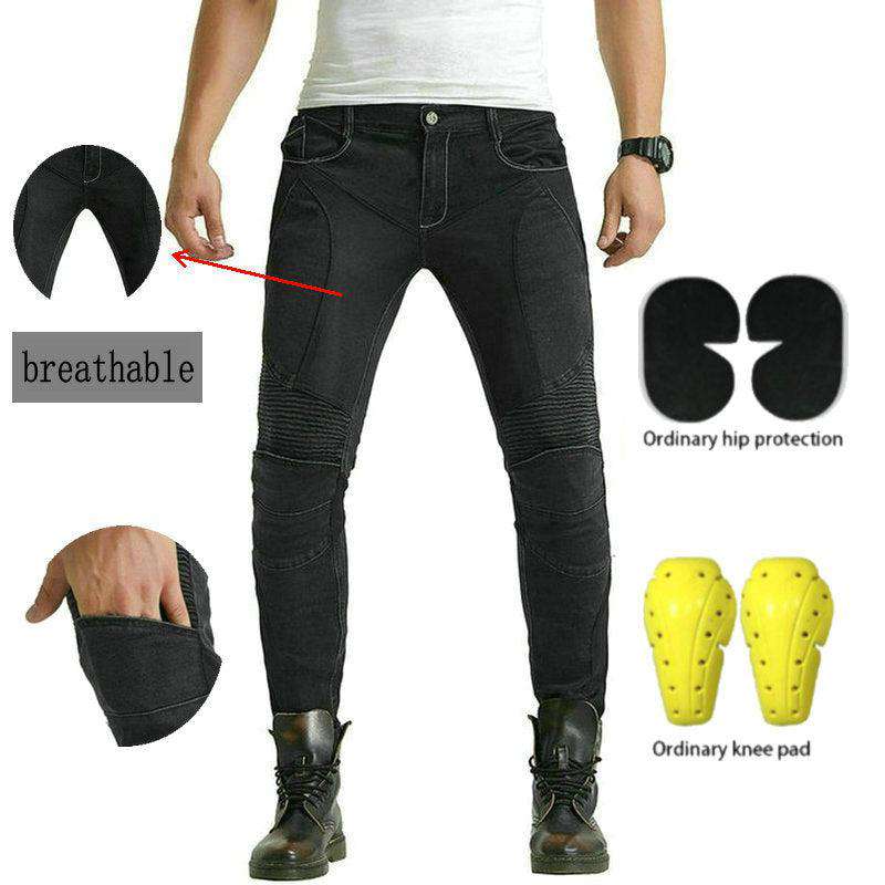 Breathable mesh men moto jeans