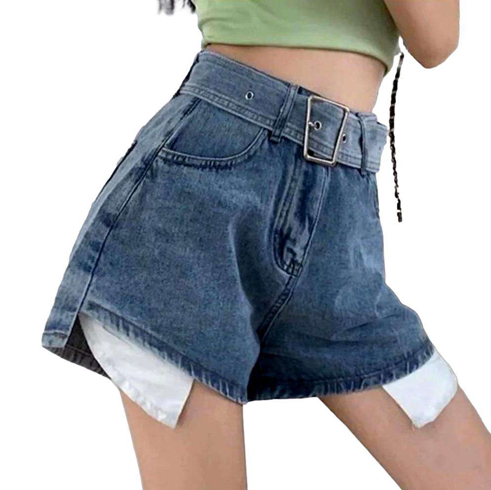 Inside out pocket denim shorts