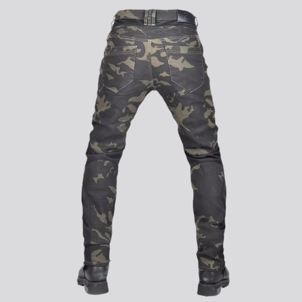 Color protective men moto jeans