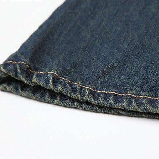 Front seams long denim skirt