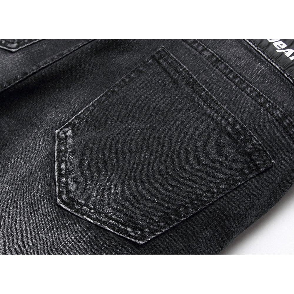 Patchwork-Knie-Bikerjeans für Herren