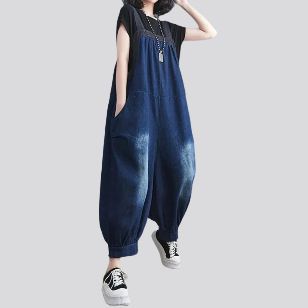 Sanded Baggy Jeans-Jumpsuit für Damen