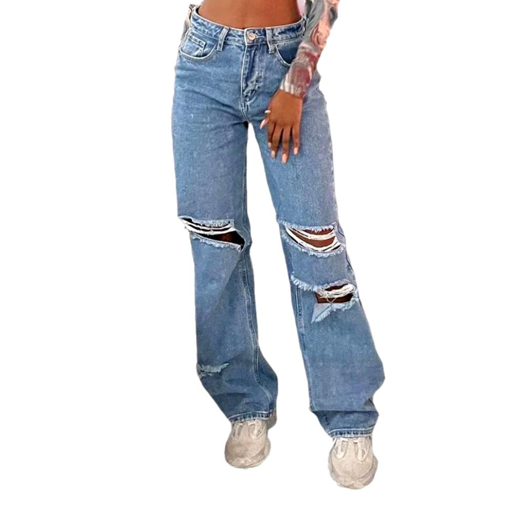 Straight women light-wash jeans